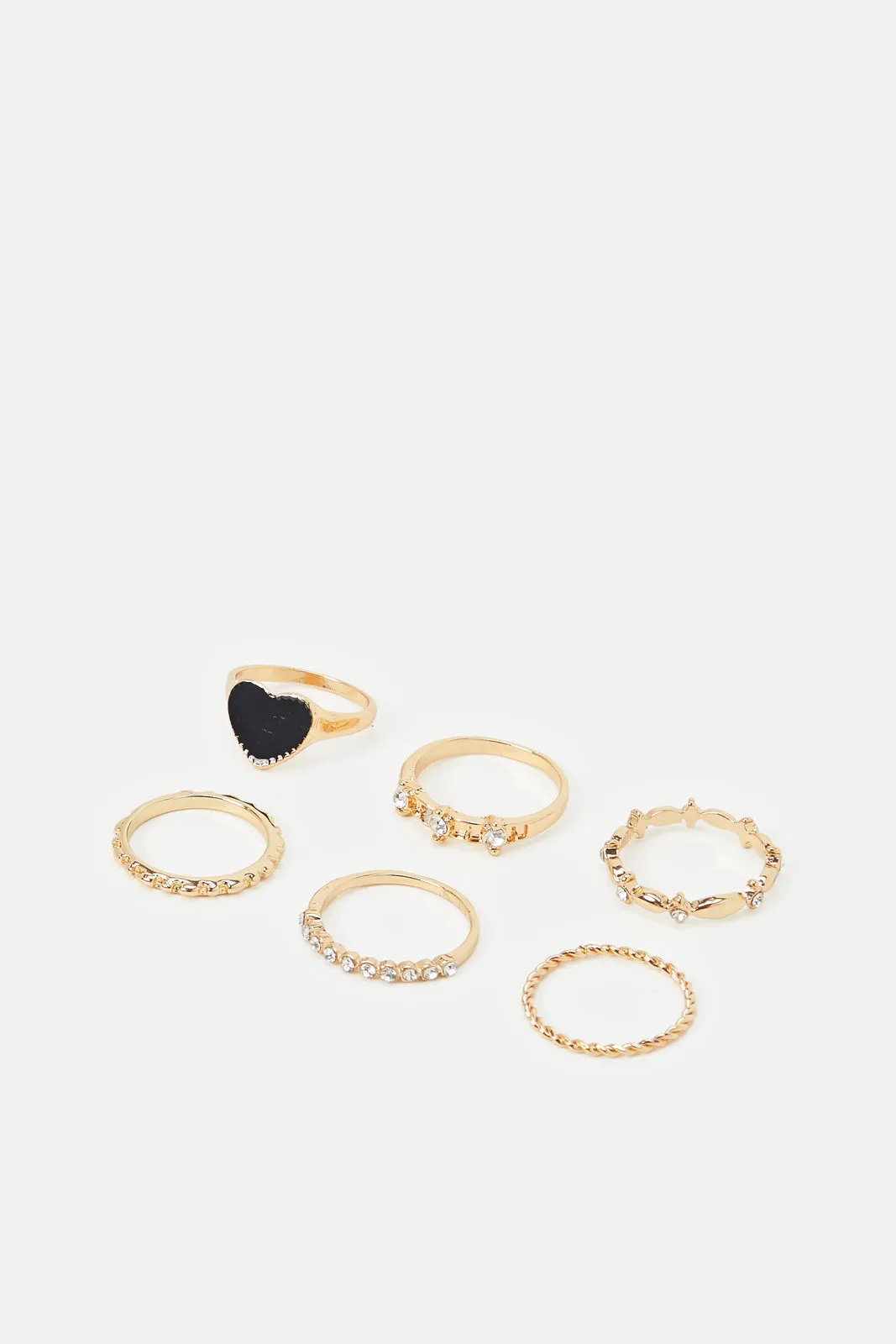 Women Gold Embellished Ring Set (6 Piece)