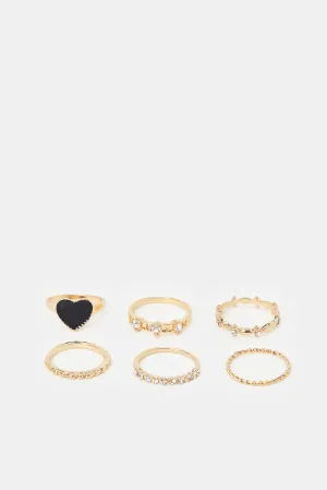 Women Gold Embellished Ring Set (6 Piece)