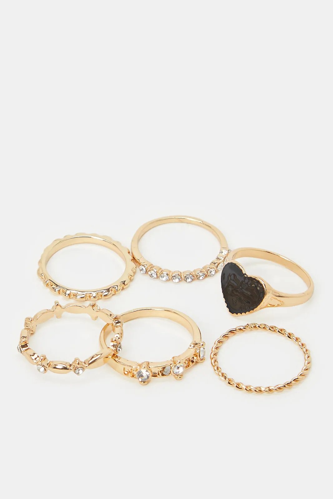 Women Gold Embellished Ring Set (6 Piece)