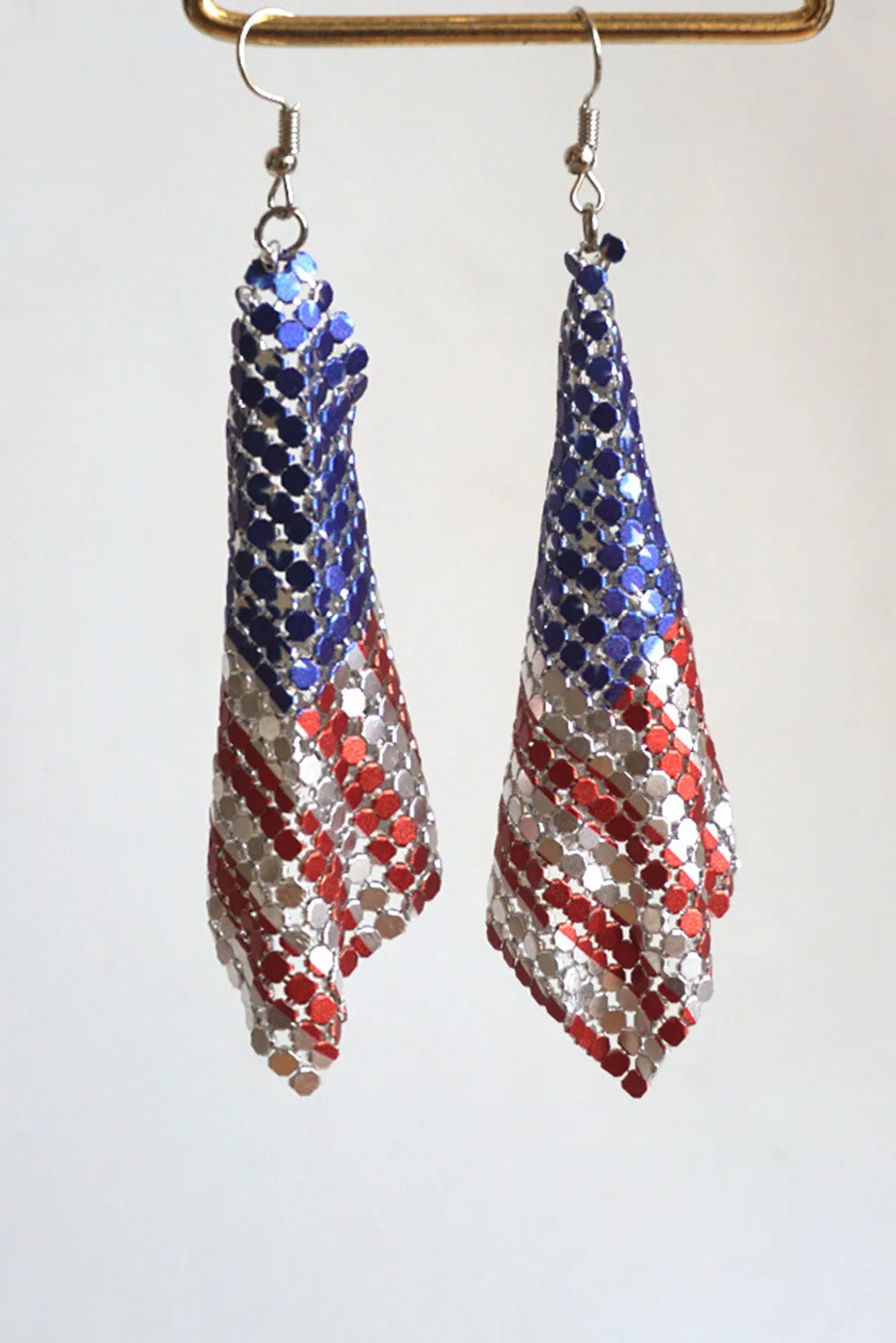 Women's Stars and Stripes Print Metal Dangle Earrings