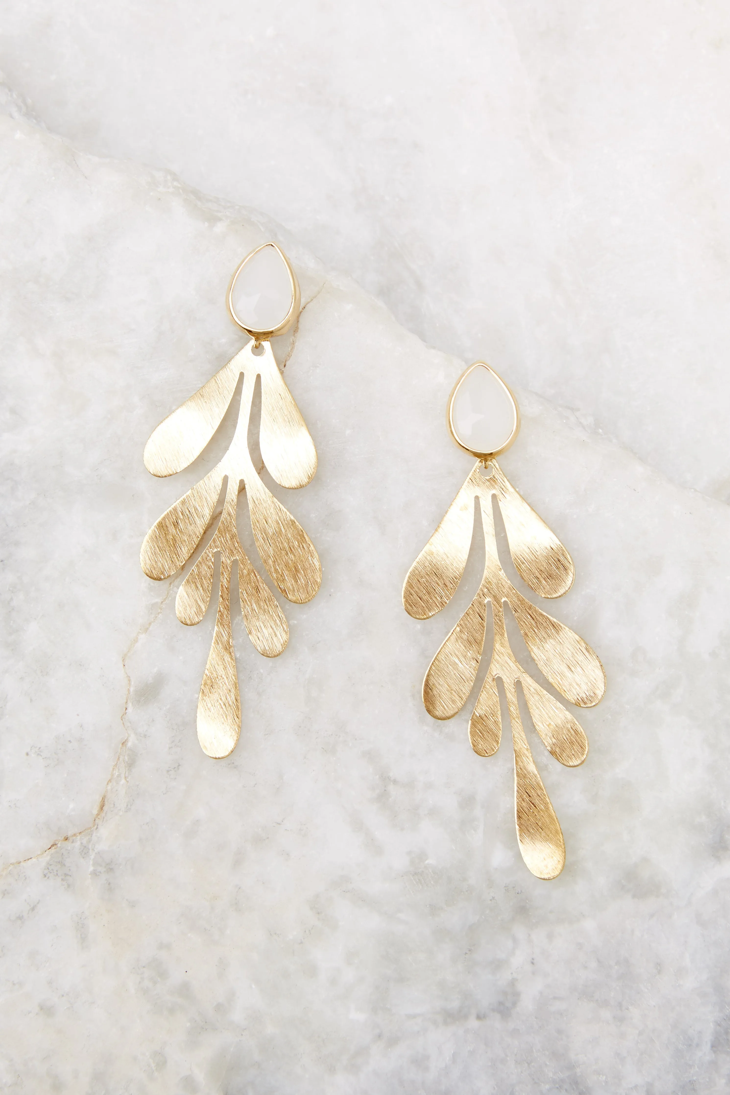 Works Of Art Gold And White Earrings